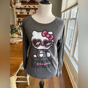 Sanrio Hello Kitty "Sweet Heart" with Sunglasses Long Sleeve Gray Tee Shirt
